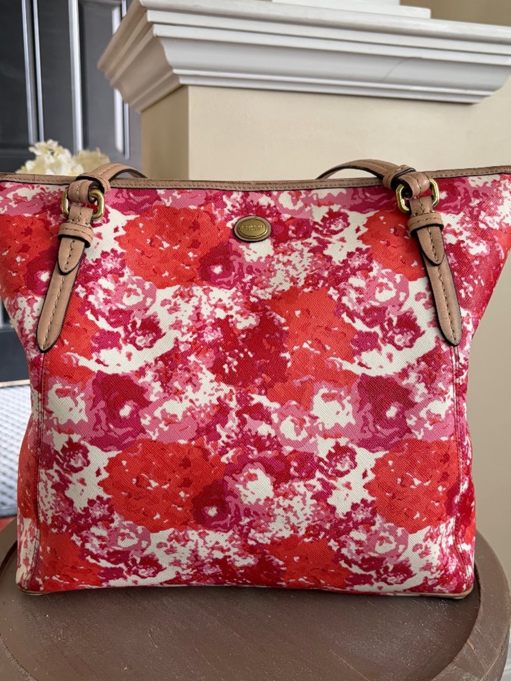 Coach Peyton Floral Zip Top Tote